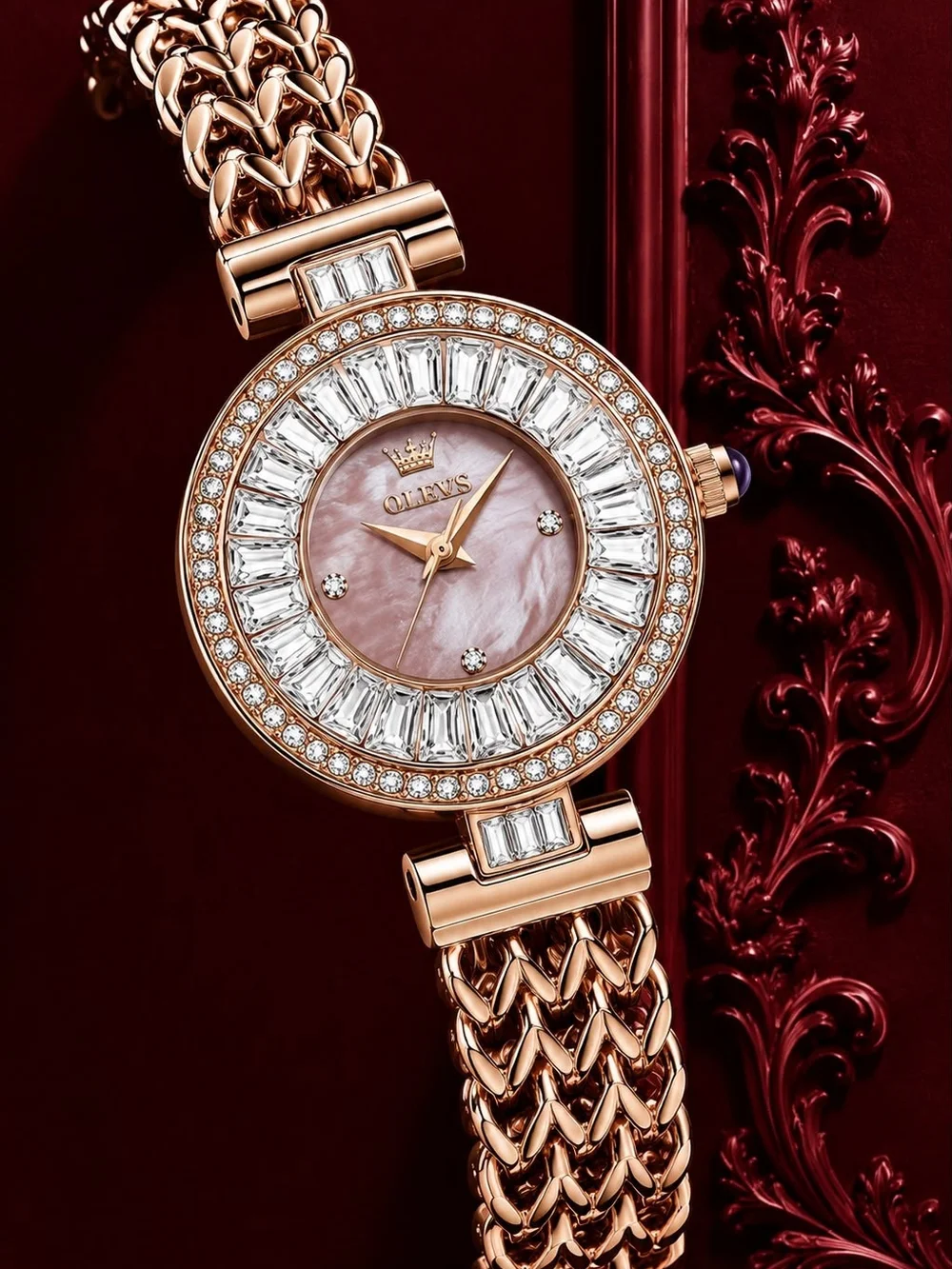 Rose Gold Women's Bracelet Watch with Pink Dial by